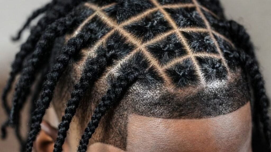 Braided Dreads in Small Geometric Sections