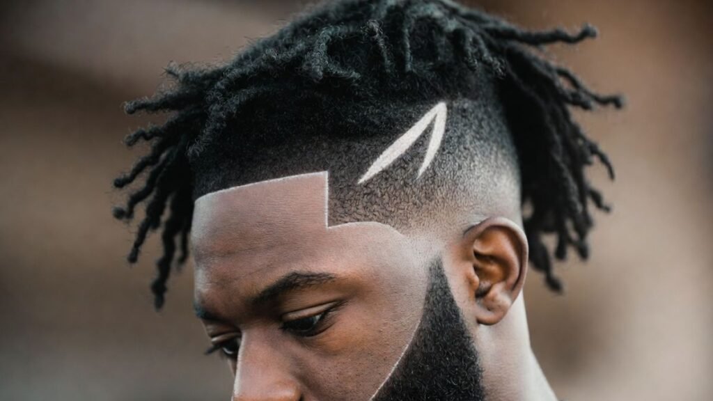 Short High Top Dreads with Shaved Design