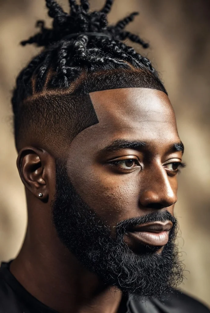 High Top Dread Ponytail with Fade